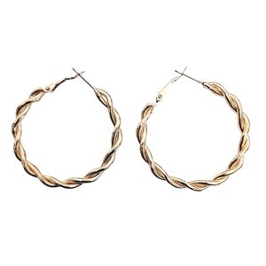 💖 2/$30 Women's Gold tone simple twist hoop casual big cute womens earrings